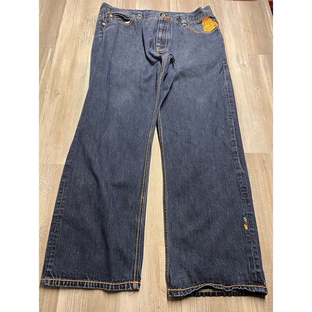 Vintage Coogi Mens Jeans 40x34 Loose Fit Blue Birds Distressed Embroidered